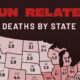 This map shows gun-related deaths by state in America as of 2023.