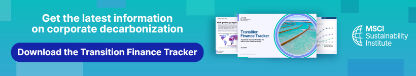 See corporate progress on emissions targets. Explore the Transition Finance Tracker