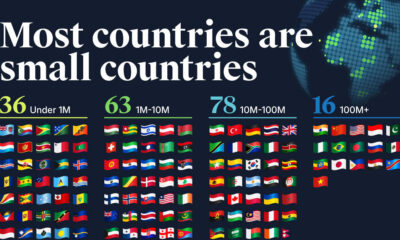 A graphic grouping UN countries by population size