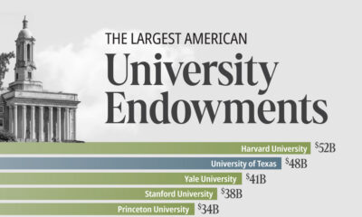 Bar chart showing the largest American university endowments as of 2024 fiscal years.