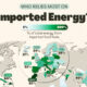 This map ranks countries by the percentage of their total energy supplied by imported fossil fuels.