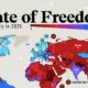 Map showing the state of freedom around the world in 2025.