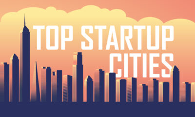 Illustrative bar chart showing the world's top startup cities in 2025.