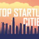 Illustrative bar chart showing the world's top startup cities in 2025.