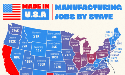 This map highlights the U.S. states leading and lagging in manufacturing employment.