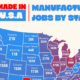This map highlights the U.S. states leading and lagging in manufacturing employment.