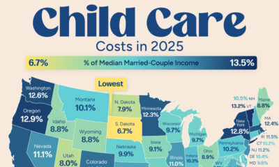 Mapped: Child Care Costs by State in 2025
