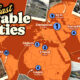 A map showing the 10 least livable cities in 2025 according to The Economist.