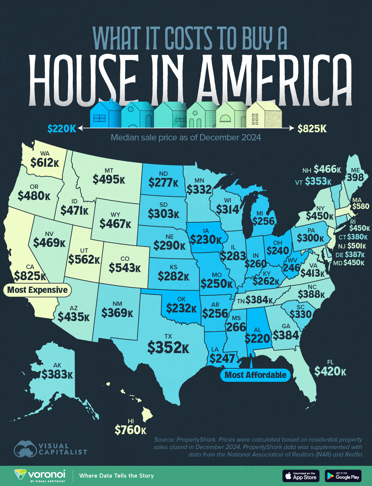 Map of cost to buy a house in America