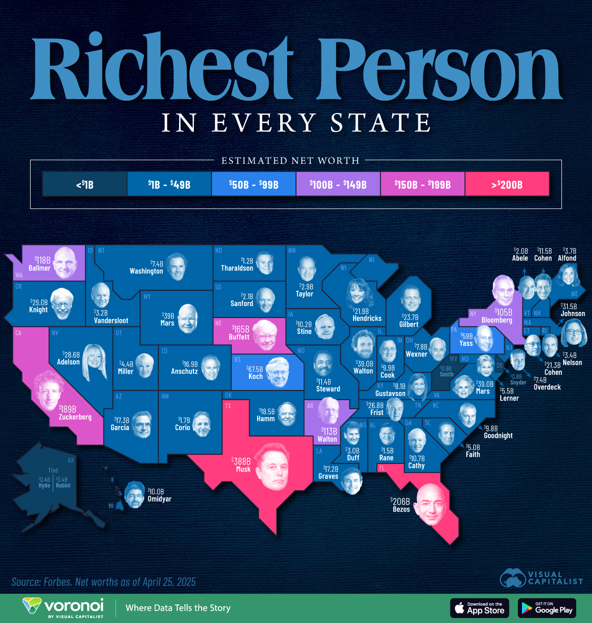 A map showing the richest person in each U.S. state
