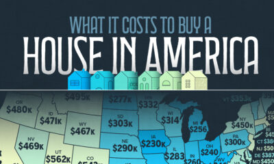 Map showing the cost to buy a house per state in the U.S.