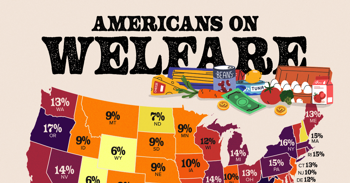 Mapped: U.S. Households on Welfare by State