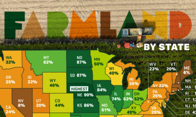 The preview image for a map showing farmland by US state in 2025.