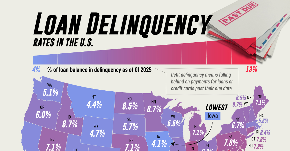 Mapped: Which States Are Most Behind on Debt?