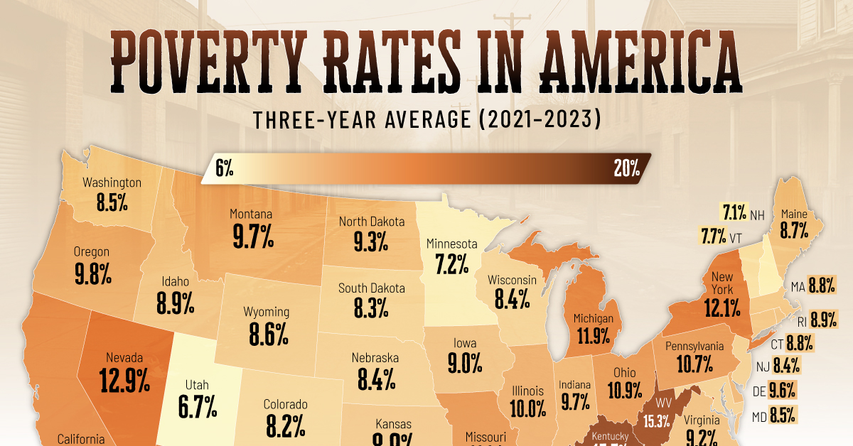 Mapped: U.S. Poverty Rates by State