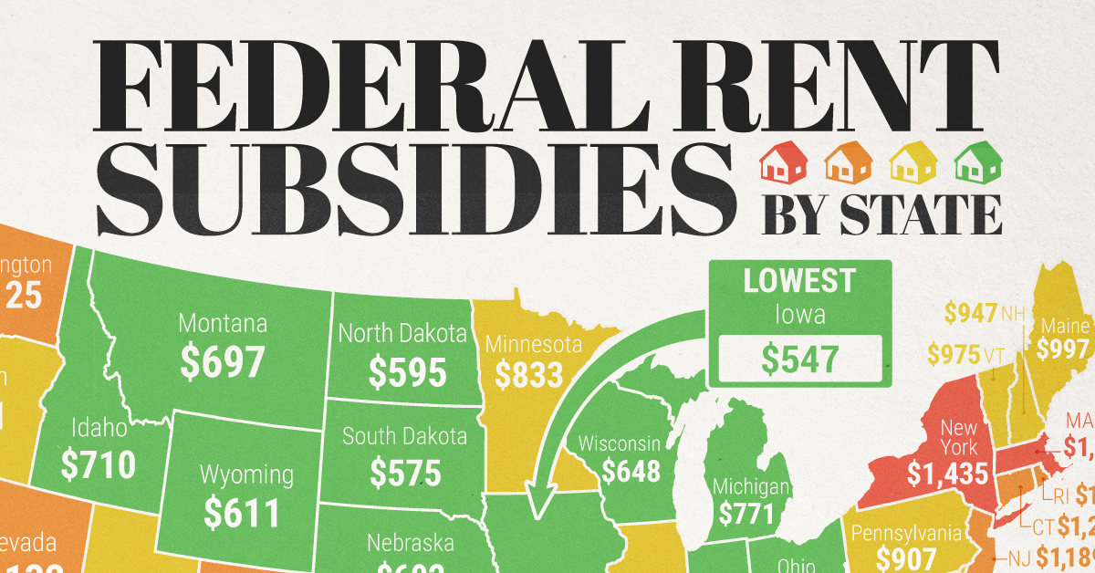 Mapped: Where Rent Subsidies Are Highest, by U.S. State