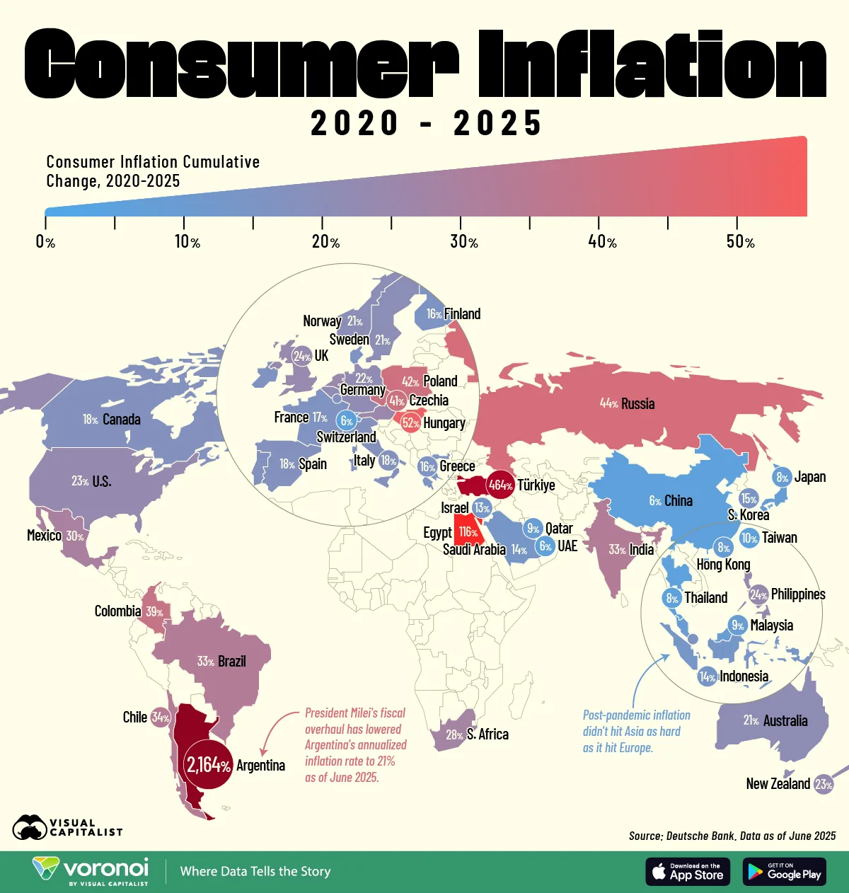Mapped: Global Inflation Rates by Country (2020-2025)