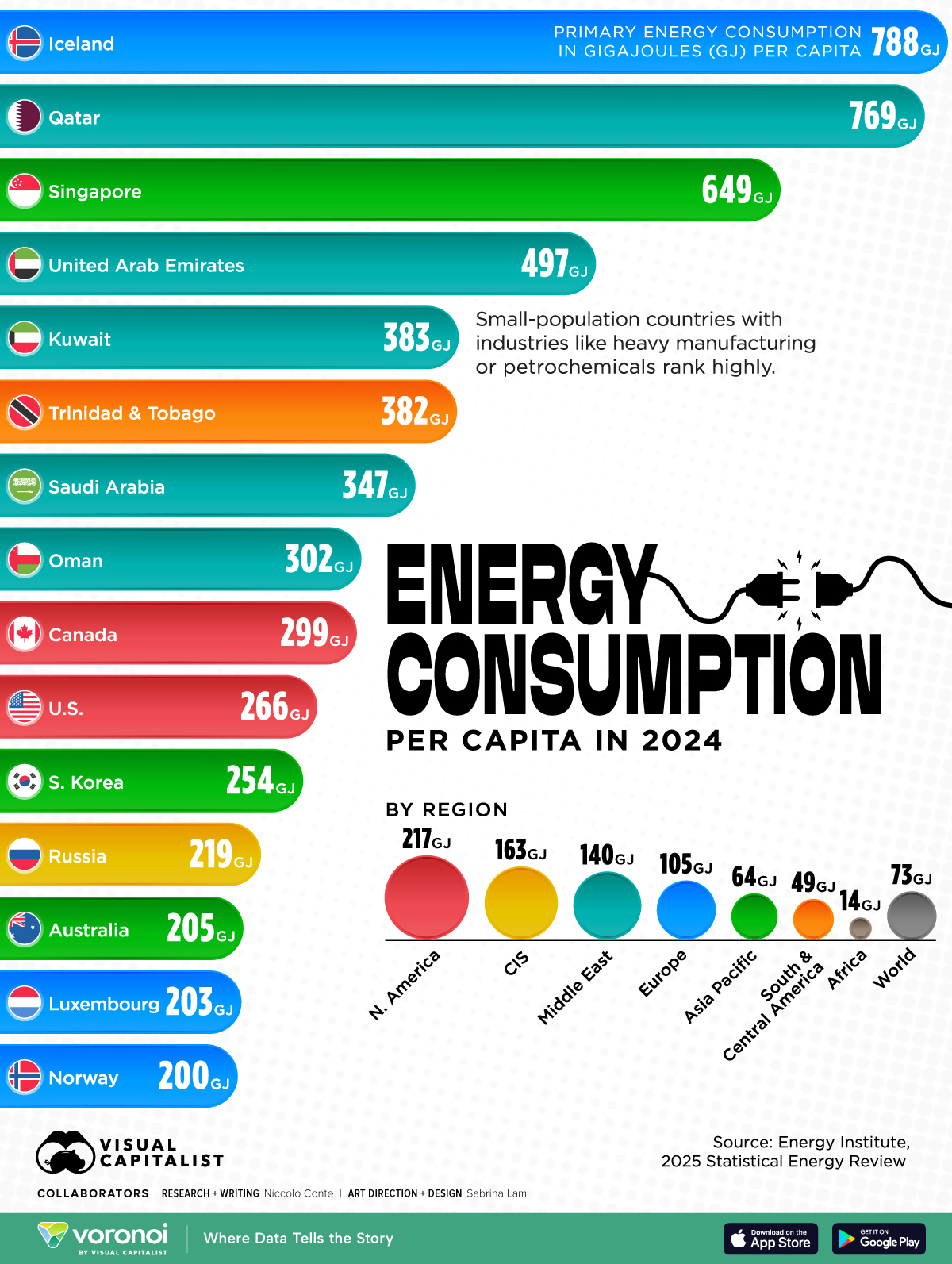 chart of top countries by energy consumption Per Capita in 2024