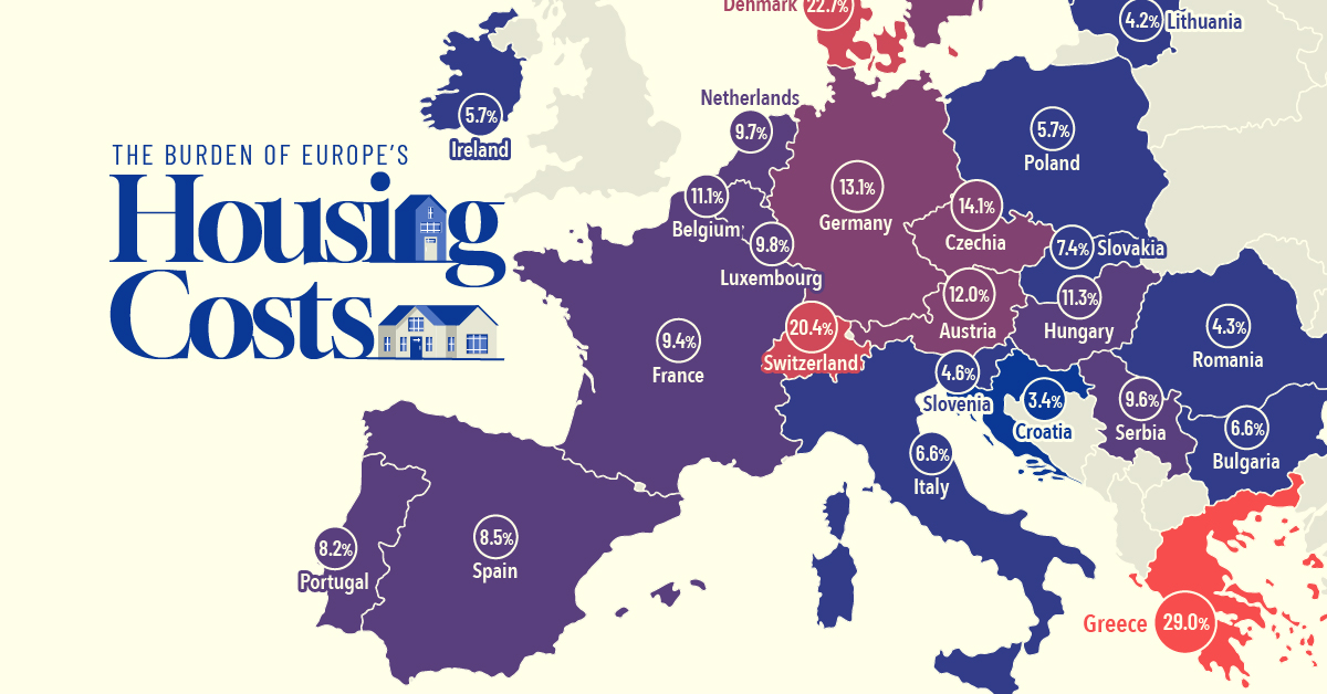 Mapped: Europe’s Housing Cost Burden by Country