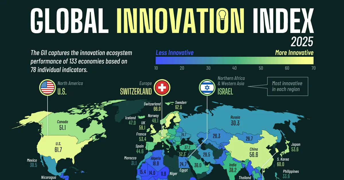 Ranked: The World’s Most Innovative Countries in 2025