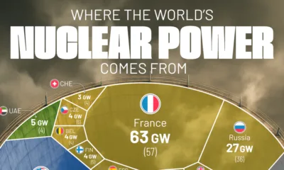 Voronoi graphic showing global nuclear power by country.