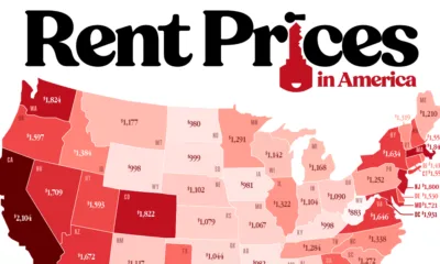 cropped map of median rent by state in the U.S. in 2024