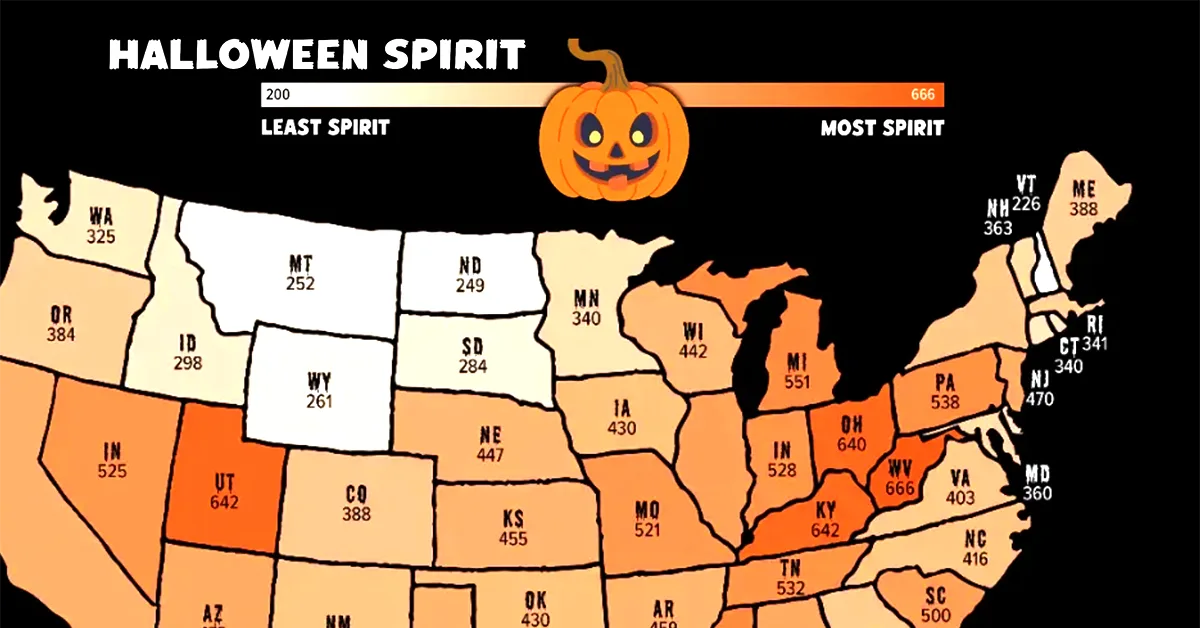 Mapped: Which States Have the Strongest Halloween Spirit?