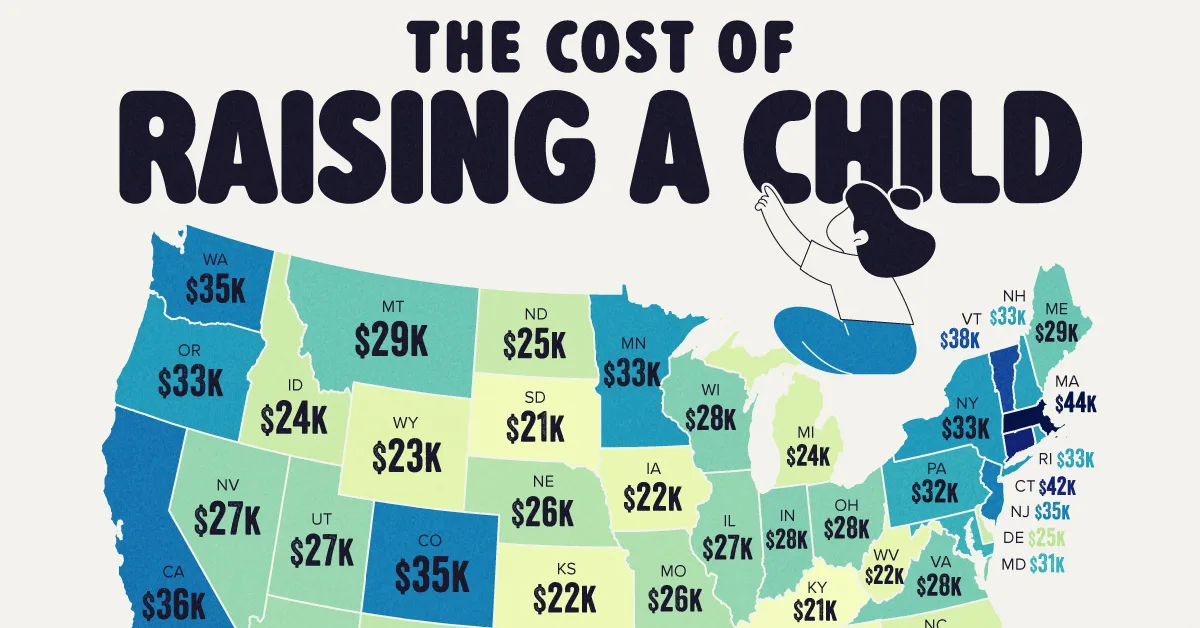Mapped: The Cost of Raising a Child in Each U.S. State in 2025