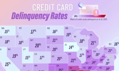 This map highlights the highest and lowest delinquency levels across the country using WalletHub data.