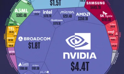 Graphic breaking down the global semiconductor industry by market cap in 2025