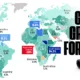 Map showing the 2025 global economic growth forecast.