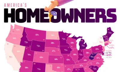Map showing the homeownership rate across U.S. states in 2024.