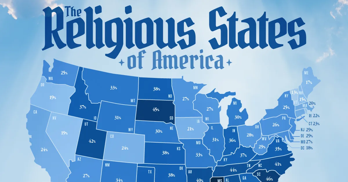 Mapped: The Most Religious States in America