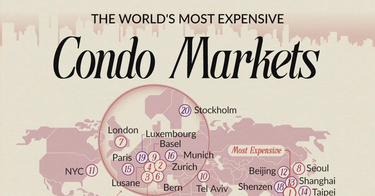 Map exploring the world’s most expensive condo markets in 2025