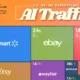 Graphic showing which online marketplaces get the most AI traffic and how referrals are distributed.