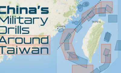 cropped map of China's military drills around Taiwan