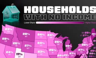 cropped map of households with no income by U.S. state