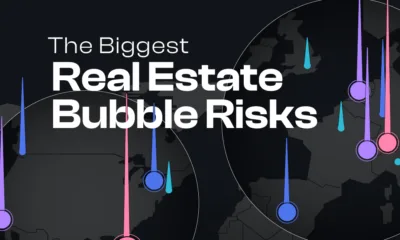 Part of a global map with spikes showing the bigges housing bubble risks in major cities.