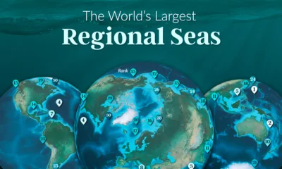 A map showing the world’s largest regional seas.