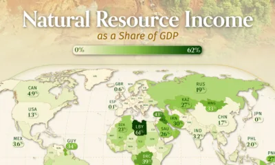 Map showing the share of a country’s economic output that comes from natural resources.