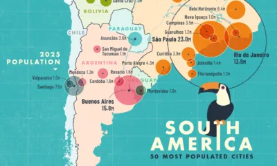 Map showing South America’s Biggest Cities