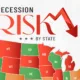 Map showing recession risk by U.S. state in 2025.