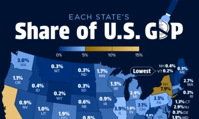 cropped map of the share of U.S. gdp by state