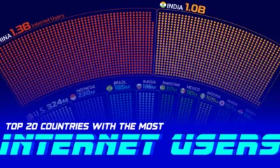Cropped chart of the top 20 countries with the most internet users