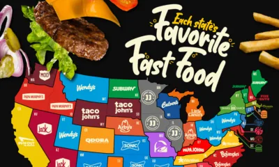 Cropped U.S. map of each state's favorite fast food restaurant