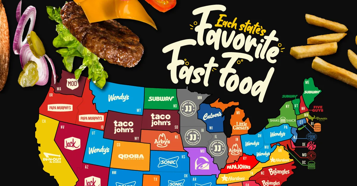 Mapped: Each State’s Favorite Fast Food Restaurant
