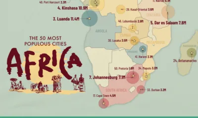 map showing Africa's most populous cities