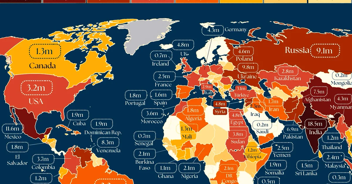 Mapped: Countries with the Largest Emigrant Populations