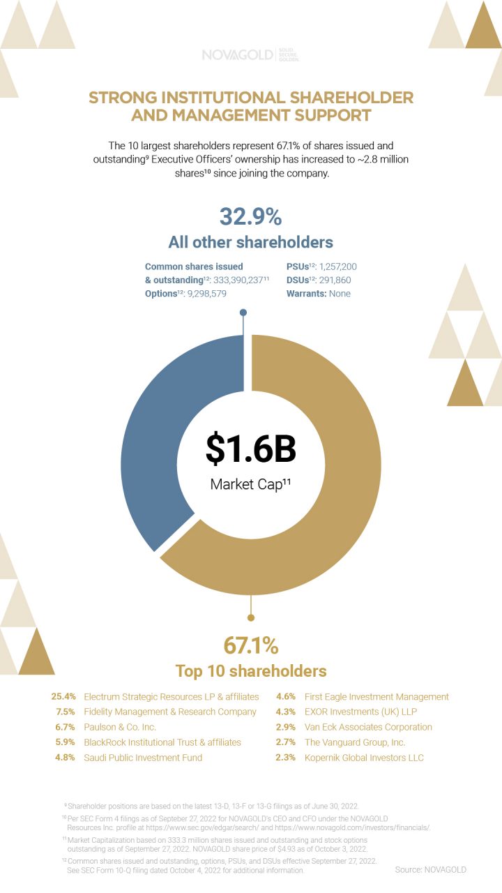 The 10 largest shareholders represent 67.1% of shares issued and outstanding.