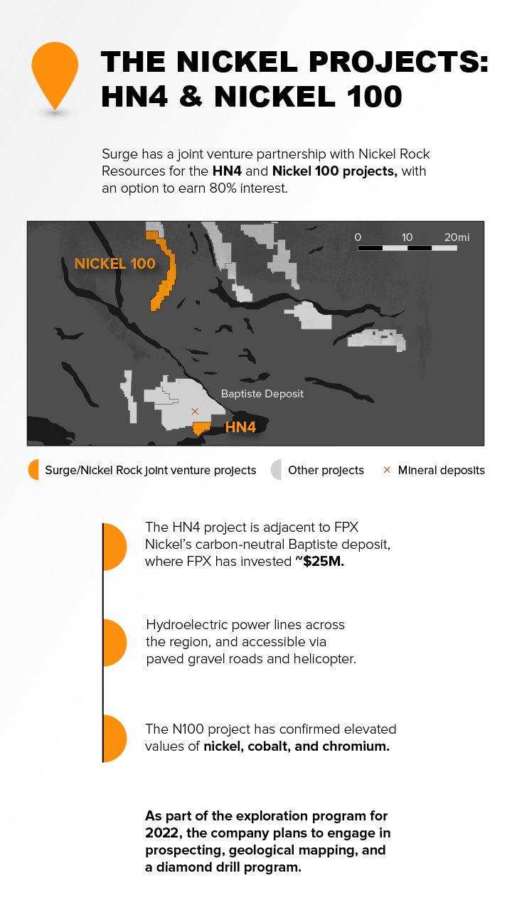 Project map of the Nickel Projects: HN4 and Nickel 100 projects.